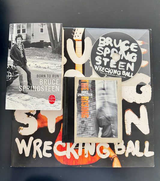 Pack Bruce Springsteen — Wrecking Ball (vinyle + CD) + The Rising (CD édition livre) + Born to Run (livre poche)