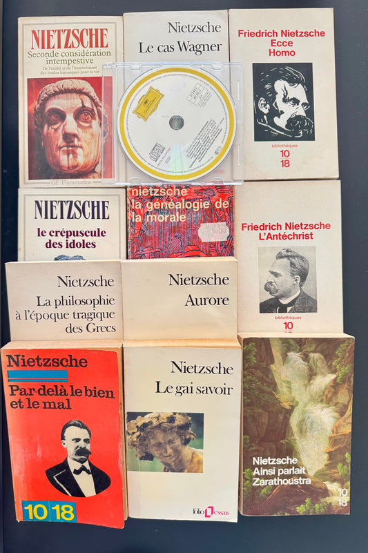 Pack Nietzsche — 11 livres de poche (10/18, Folio, GF) + 1 CD classique (DG)