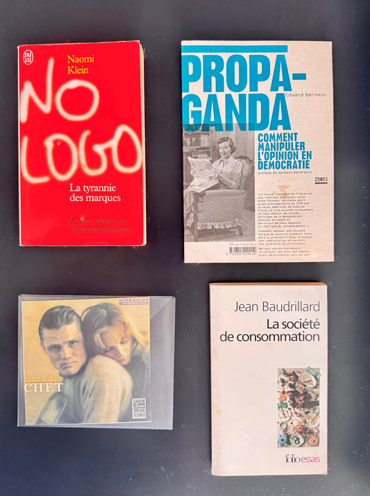 Pack Contre-culture — Naomi Klein No Logo + Edward Bernays Propaganda + Jean Baudrillard La société de consommation + Chet Baker Chet (CD)