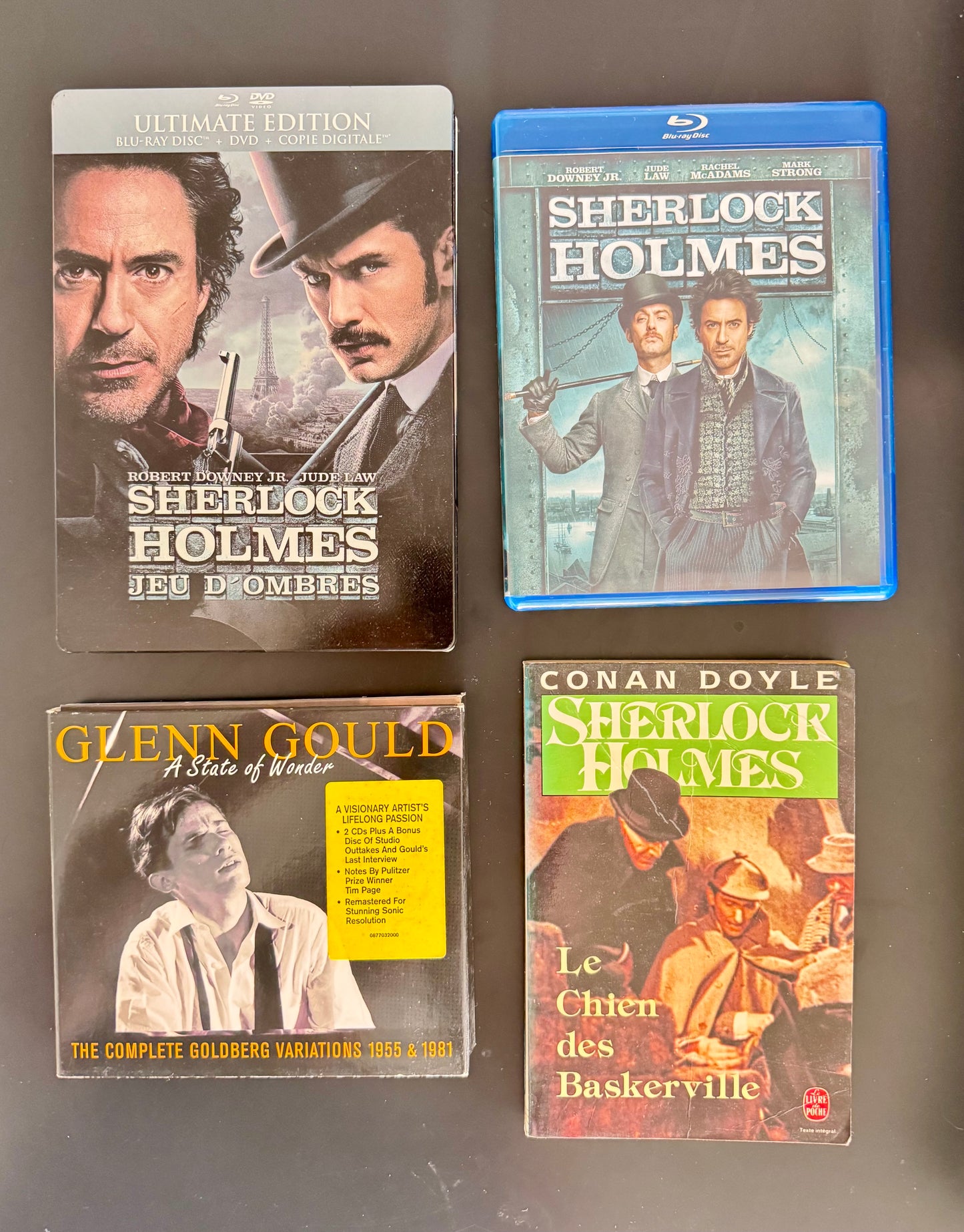 Pack Sherlock Holmes — Jeu d’ombres (Ultimate Edition Blu-ray + DVD) + Sherlock Holmes (Blu-ray) + Conan Doyle Le Chien des Baskerville (livre) + Glenn Gould A State of Wonder (3CD