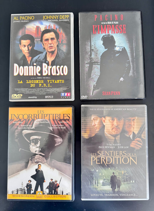 Pack Gangsters — Donnie Brasco + L’Impasse + Les Incorruptibles + Les Sentiers de la Perdition — 4 DVD