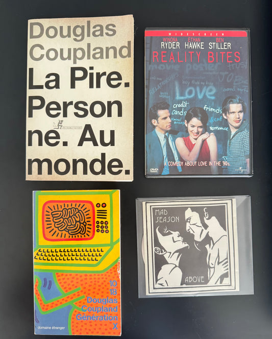 Pack Génération X – 2 livres Douglas Coupland + DVD Reality Bites + CD Mad Season