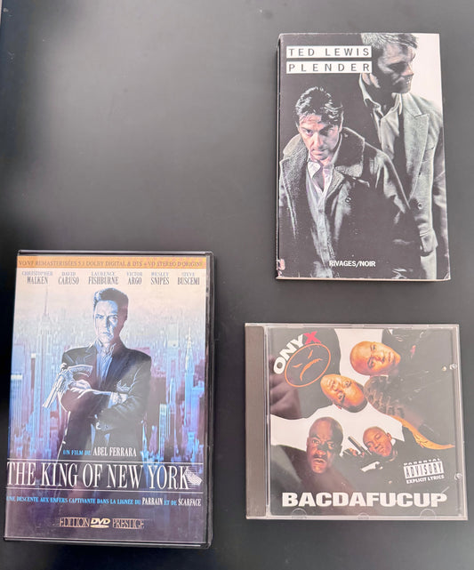 Pack NY Noir — The King of New York (DVD FR Édition Prestige) + Ted Lewis Plender (Rivages/Noir) + Onyx Bacdafucup (CD)