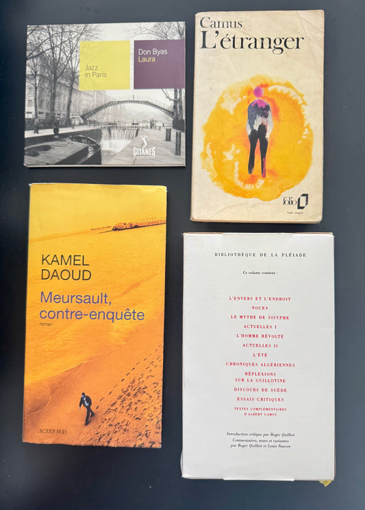 Pack Camus — L’Étranger (Folio) + Pléiade Essais + Kamel Daoud Meursault, contre-enquête + Don Byas Laura (CD Jazz in Paris