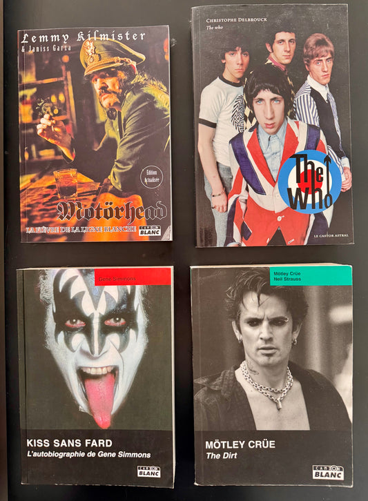 Pack Livres Rock/Metal — Motörhead (Lemmy) + The Who + Kiss (Gene Simmons) + Mötley Crüe The Dirt