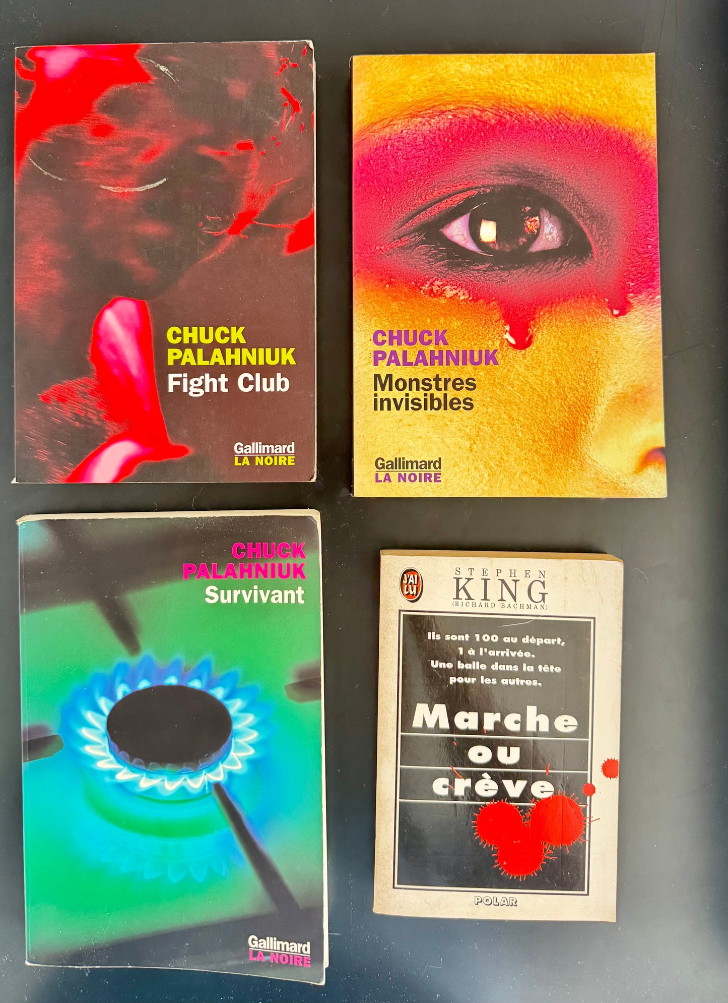 Chuck Palahniuk x Stephen King (Bachman) – Pack 4 livres : Fight Club, Monstres invisibles, Survivant + Marche ou crève
